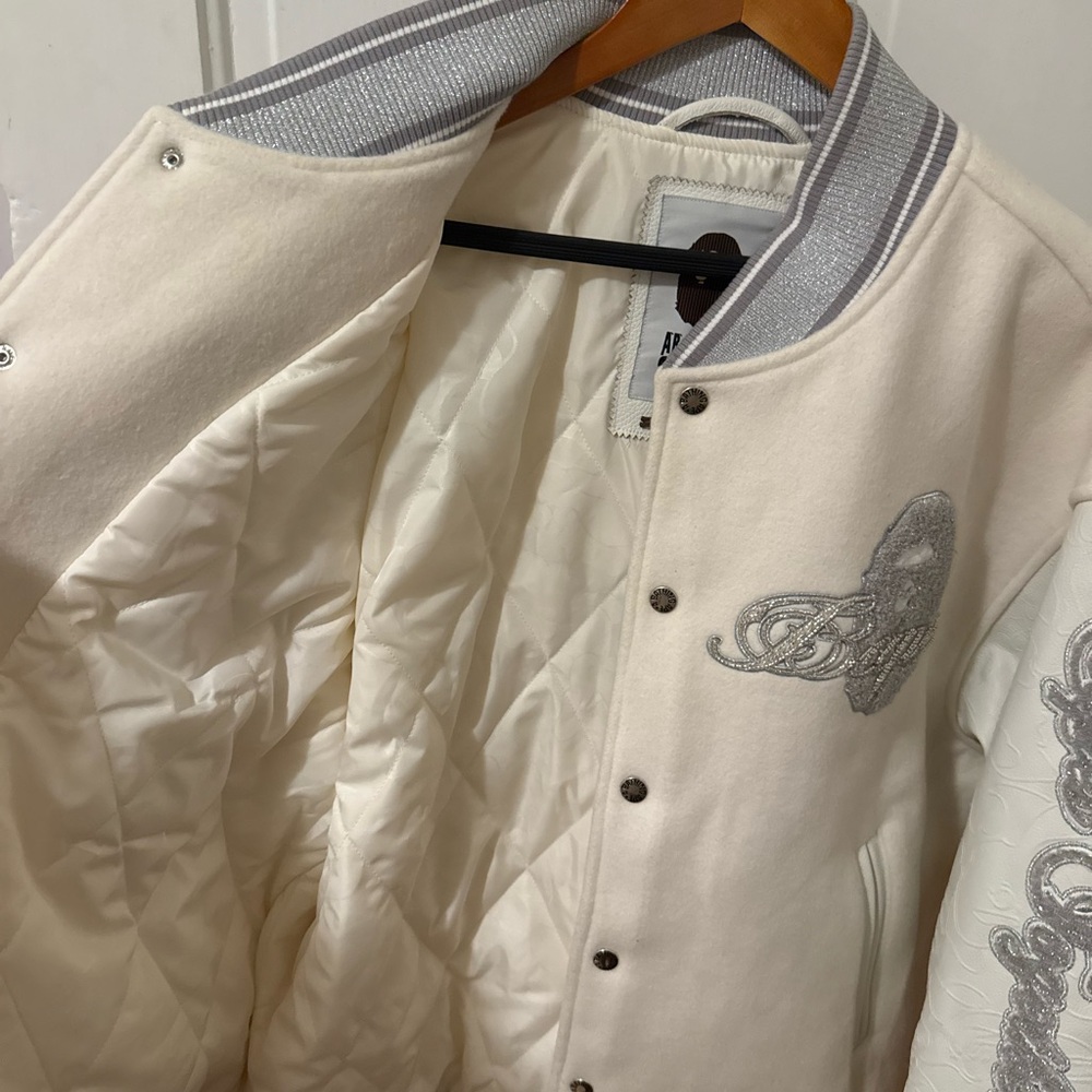 Bathing Ape Line Camo Multi Logo Wool Varsity Jacket -Mens XL -Ivory Color - Picture 3 of 8